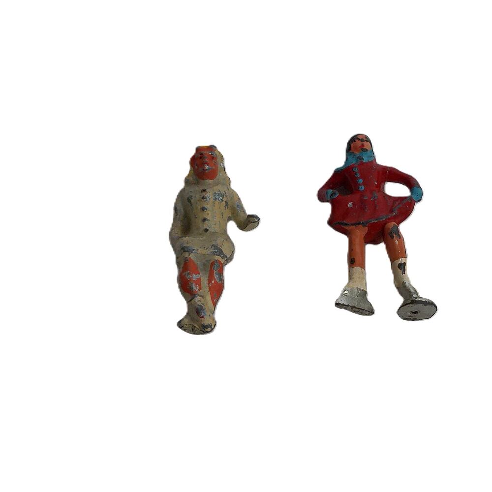 Vintage Barclay Lead Toy Ice Skaters 1930s Christmas Village Figures Set of 3 - Picture 5 of 6
